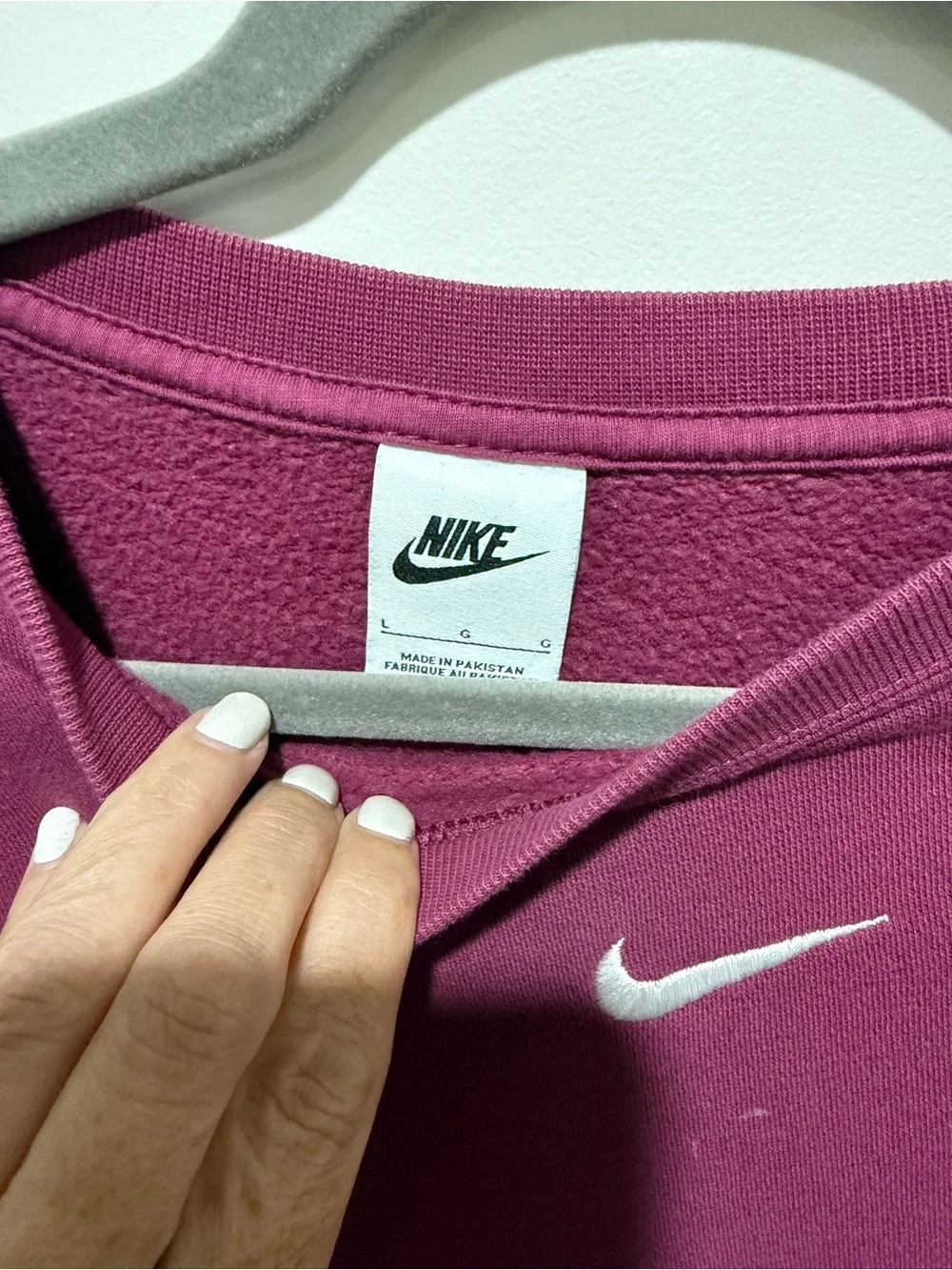 Nike Berry Crewneck Sweatshirt with White Swoosh
